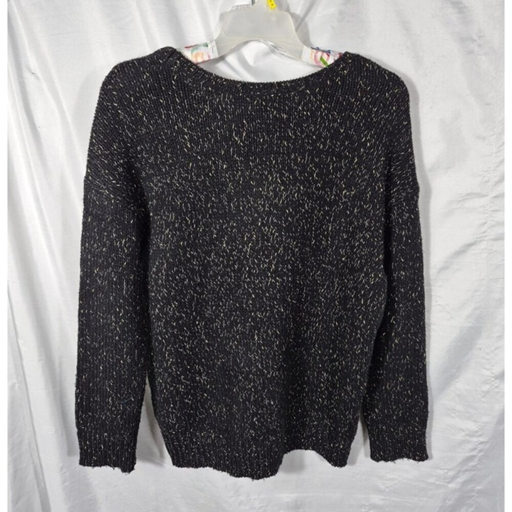 American Eagle Women's Black with Gold Thread Boyfriend Crewneck Sweater Size XL - Picture 4 of 8
